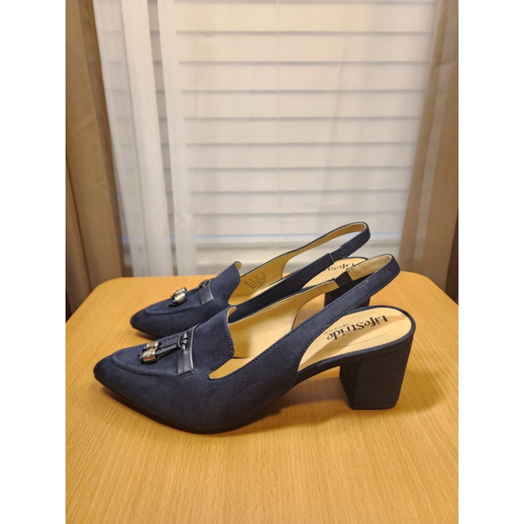 LifeStride Casual Penny Loafer Moccasins Sling Back Shoes Sz 8.5 M Navy Blue - Picture 4 of 12